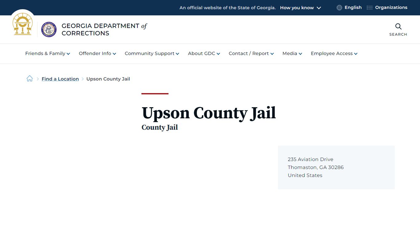Upson County Jail | Georgia Department of Corrections